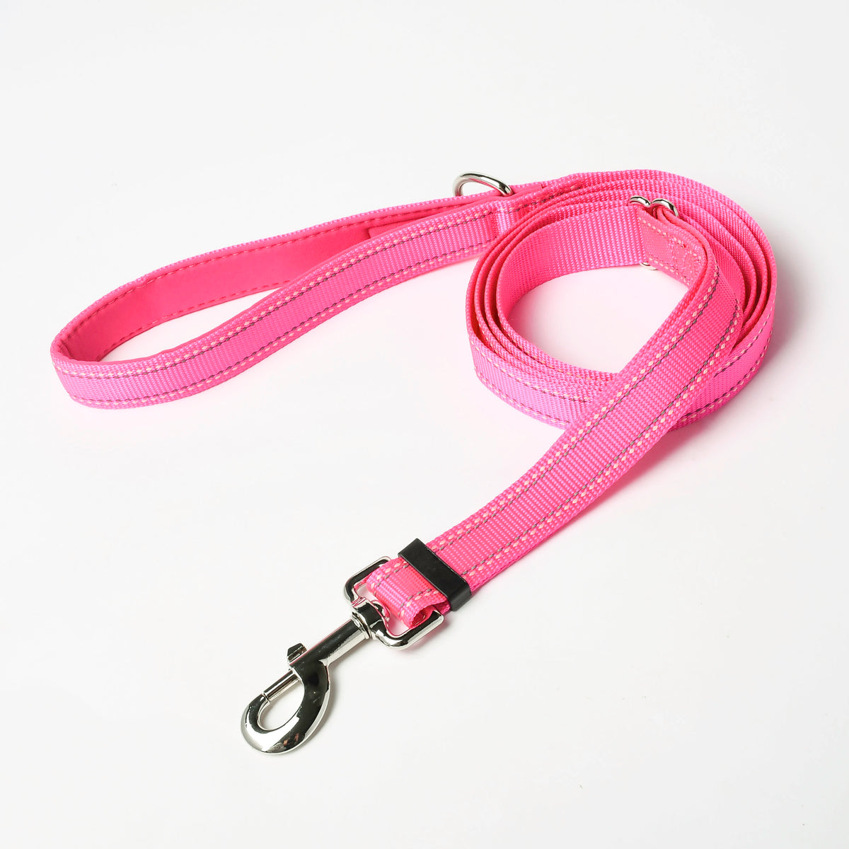 Hot Pink Nylon Dog Leash, 4-6ft