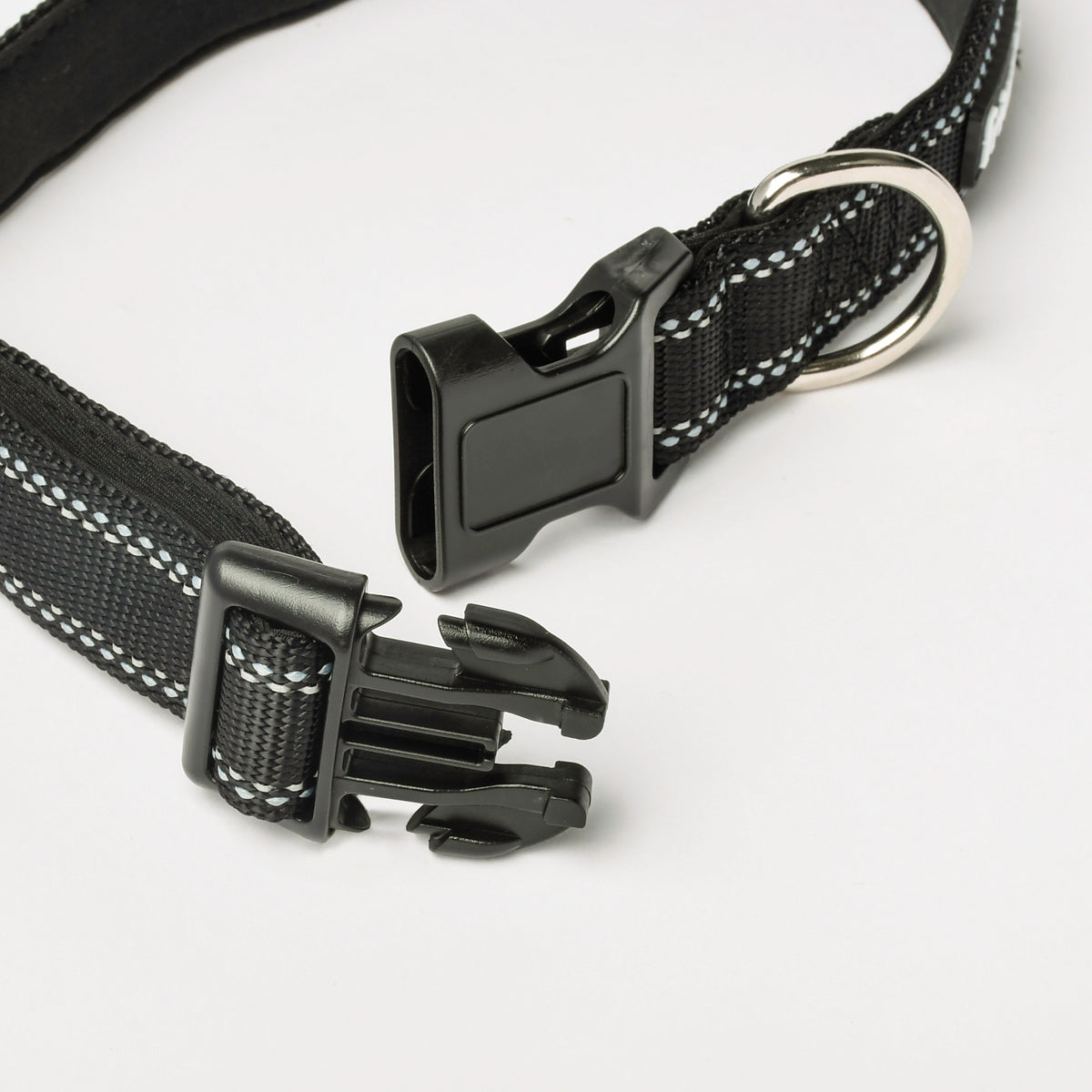 Midnight Black Nylon Dog Collar, L/XL
