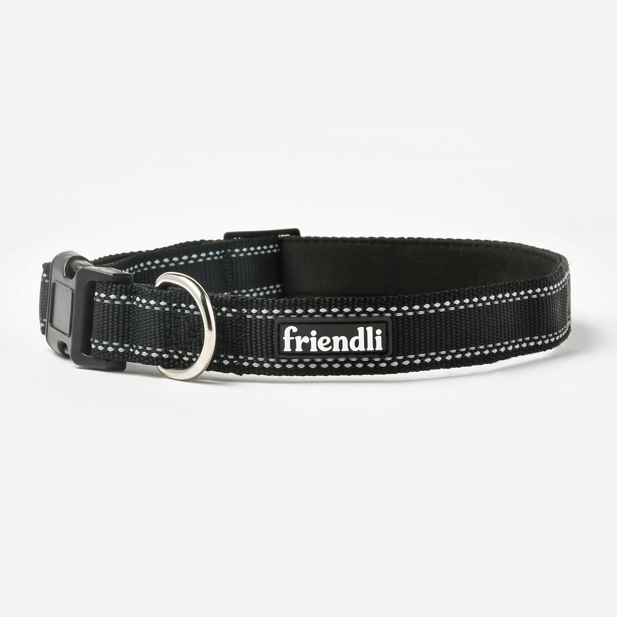 Midnight Black Nylon Dog Collar, L/XL