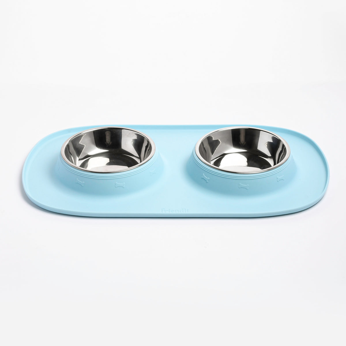 Pet Double Food Stainless Steel Bowl Silicone Mat