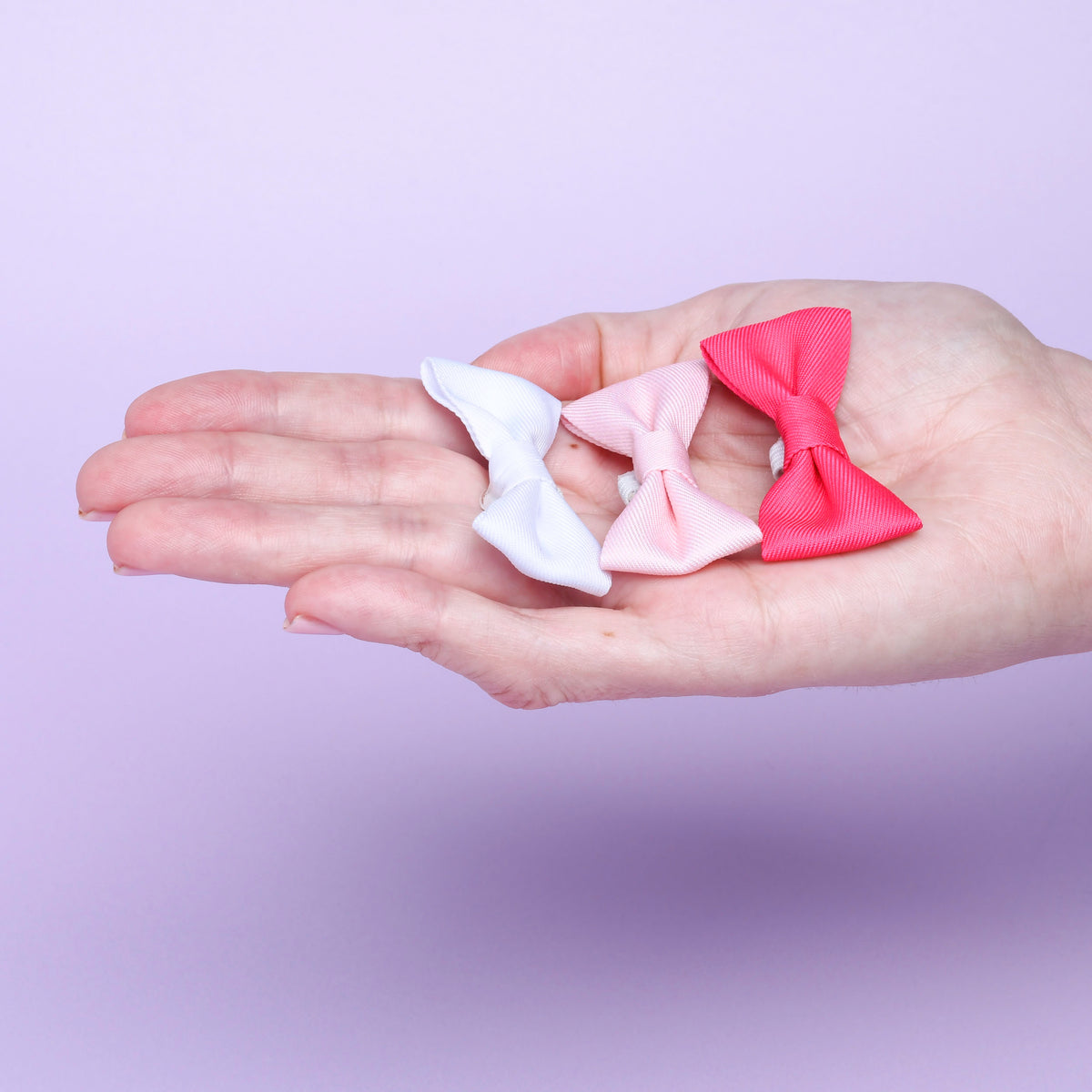 White/Pink Nylon Small Pet Bow Ties, 3ct