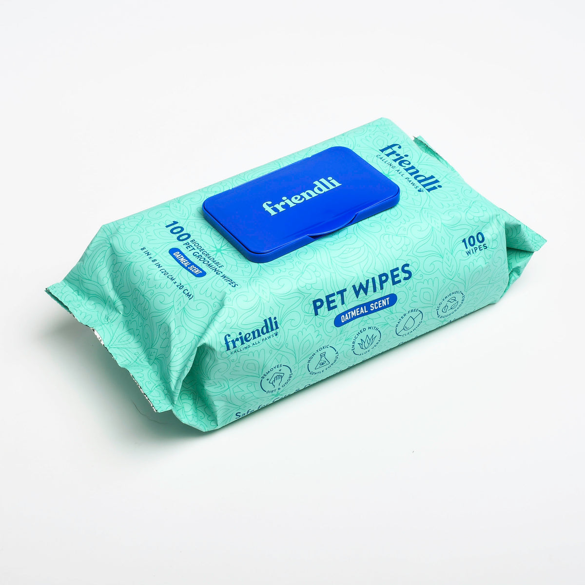 Oatmeal Scented Biodegradable Pet Grooming Wipes, 100ct