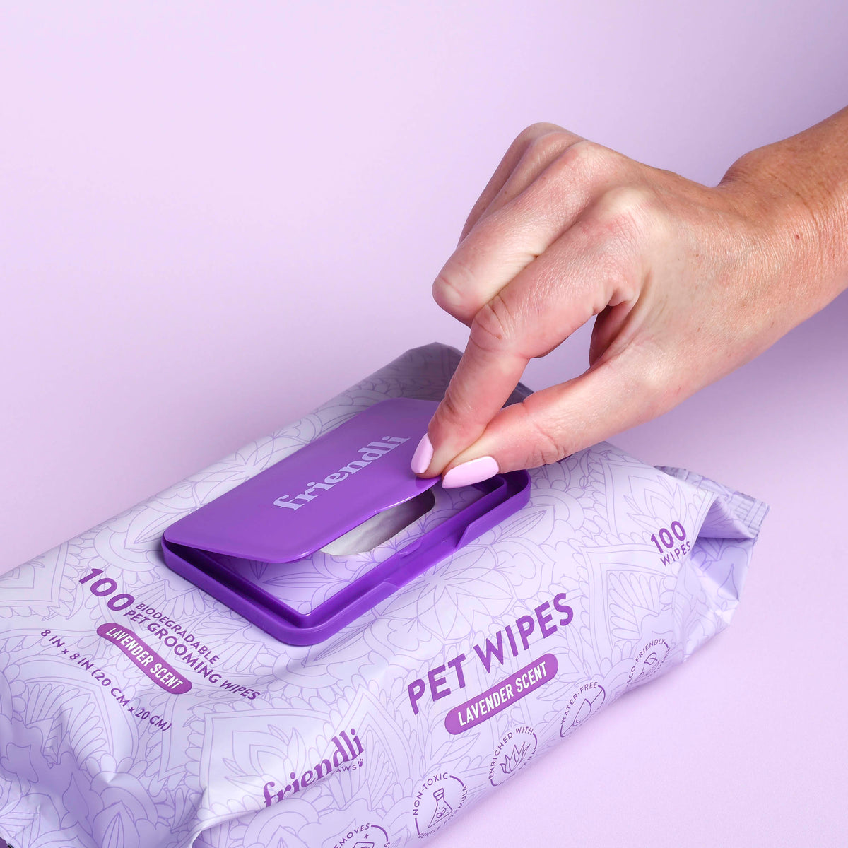 Lavender Scented Biodegradable Pet Grooming Wipes, 100ct