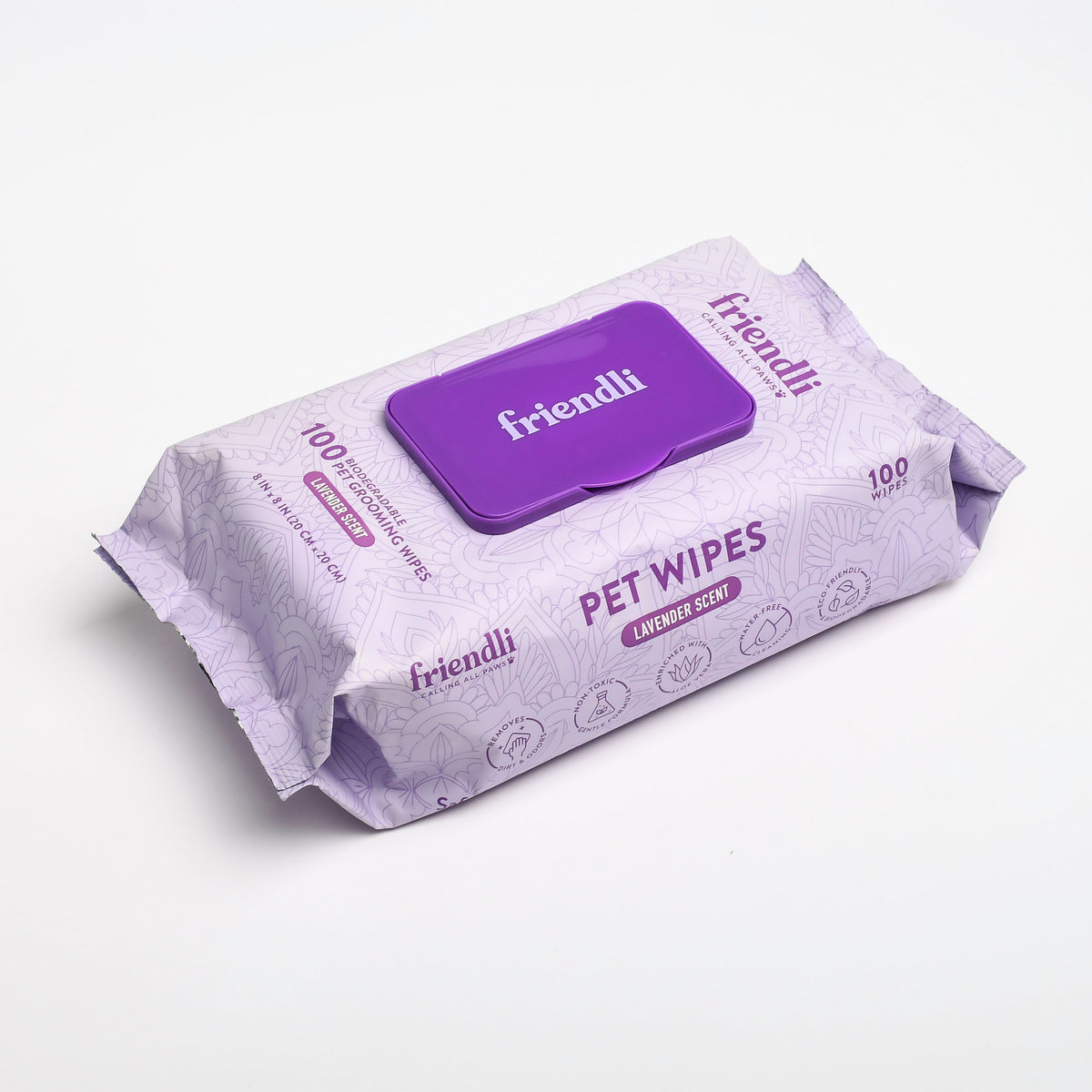 Lavender Scented Biodegradable Pet Grooming Wipes, 100ct