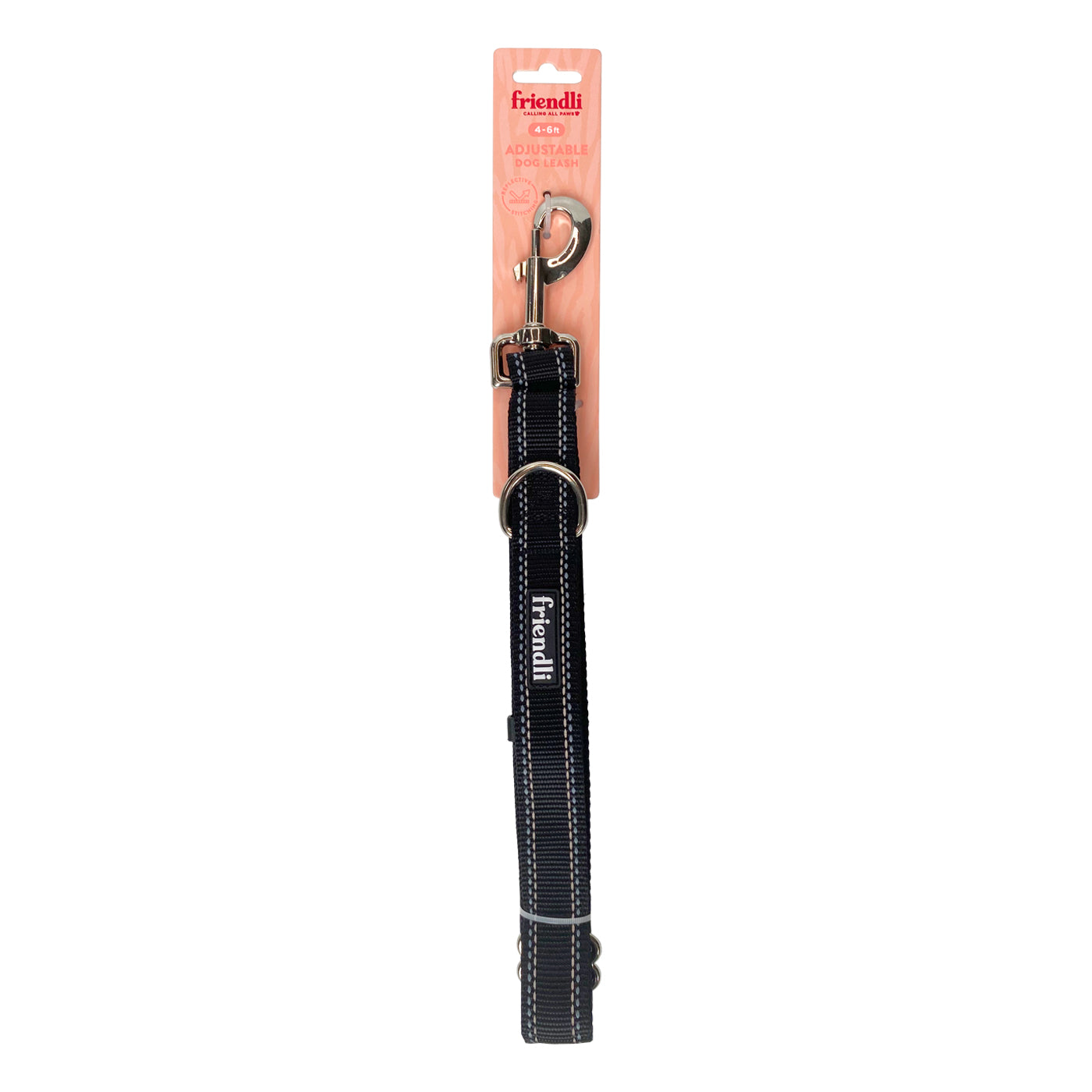 Midnight Black Nylon Dog Leash, 4-6ft – friendlipet.com