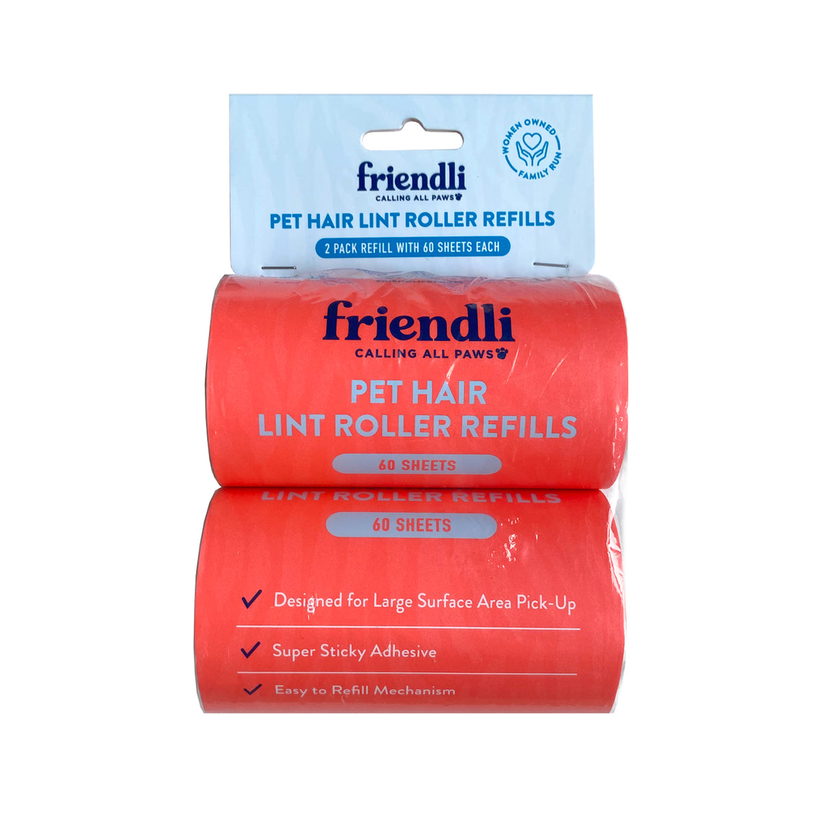 Horizontal Lint Roller Refills, 2ct