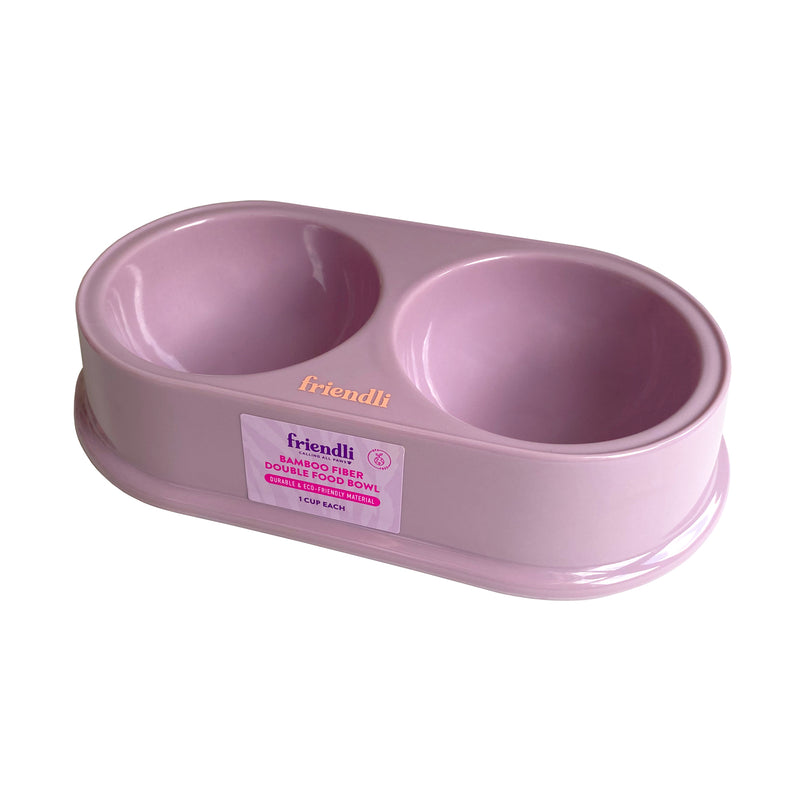 Small Pet Bamboo Fiber Double Food Bowl