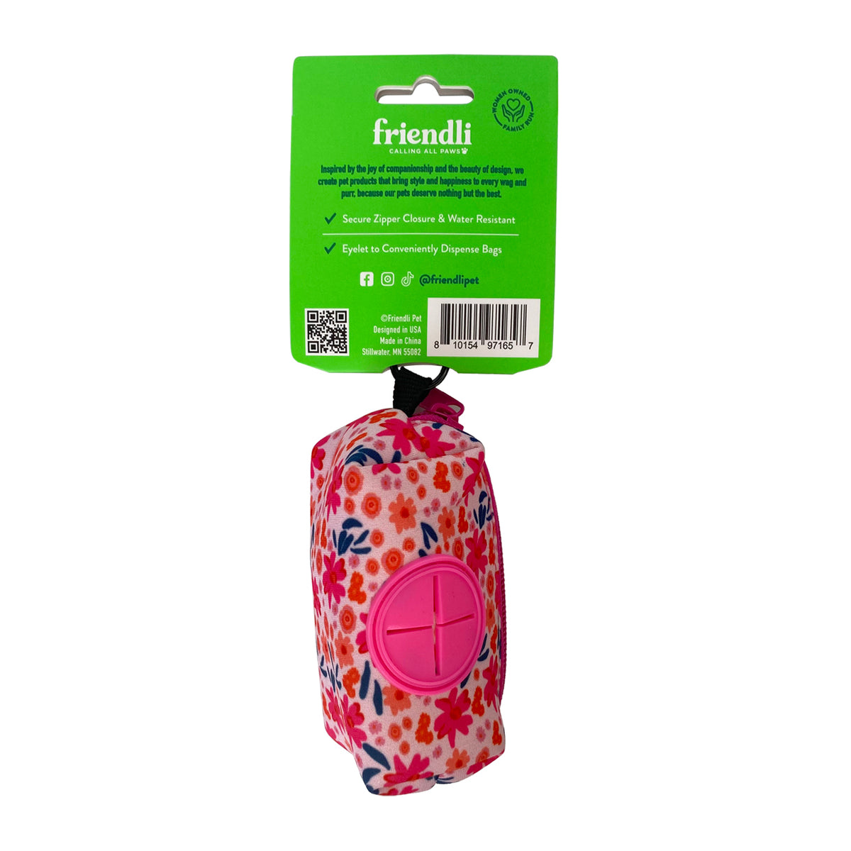 Floral Neoprene Dog Waste Bag Holder