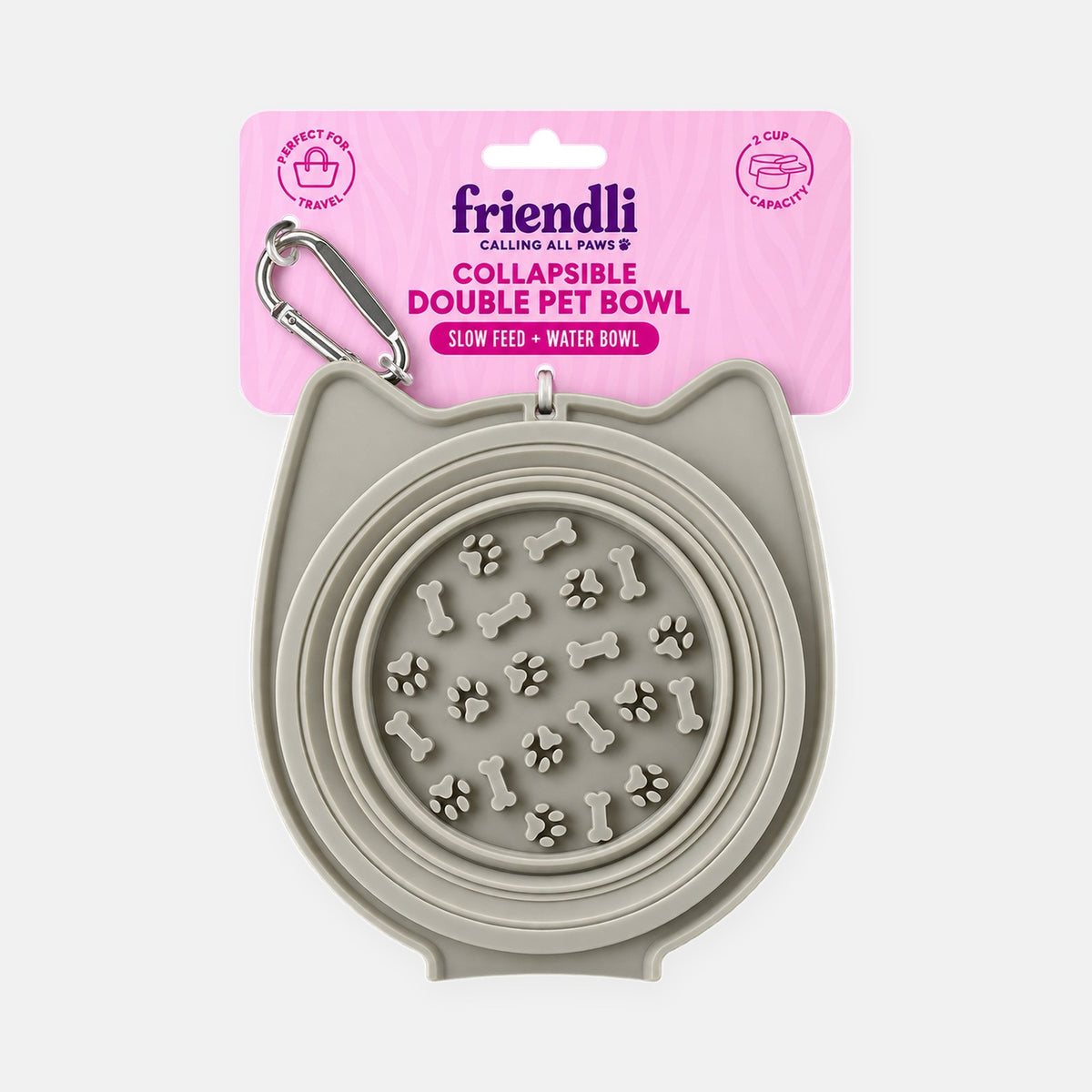Cat Silicone Collapsible Double Bowl